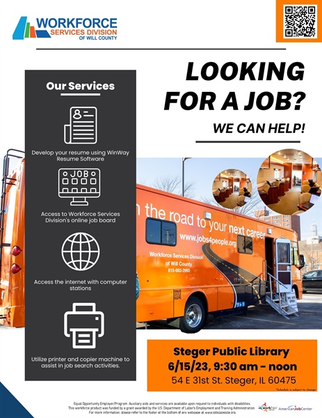 Mobile Workforce Center at the Steger Public Library