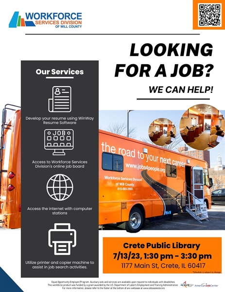 Mobile Workforce Center at Crete Public Library