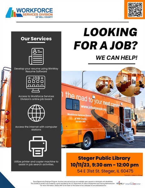 Mobile Workforce Center at the Steger Public Library