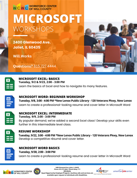 Microsoft Word Beginner Workshop - New Lenox Public Library 120 Veterans Pkwy, New Lenox, IL